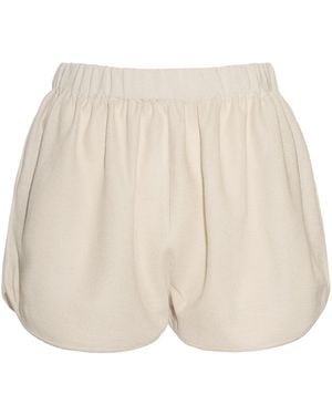 Malo Piqué Virgin Wool-Silk Shorts - Natural