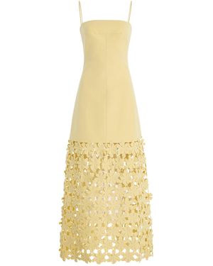 Alexis Magdalena Floral-appliquéd Cotton-blend Maxi Dress - Metallic