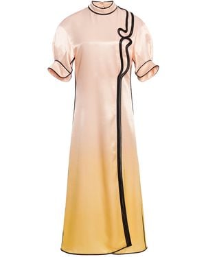 Jil Sander Contrast-trimmed Ombré Satin Midi Dress - Natural