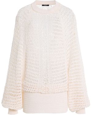 Balmain Batwing Dentelle Crochet Knit Dress - White