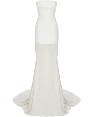 ILA THE BRAND Exclusive Isabel Sheer-paneled Crepe-chiffon Gown - White
