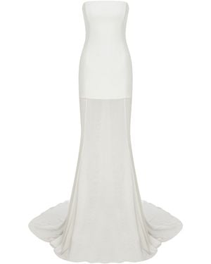 ILA THE BRAND Exclusive Isabel Sheer-paneled Crepe-chiffon Gown - White
