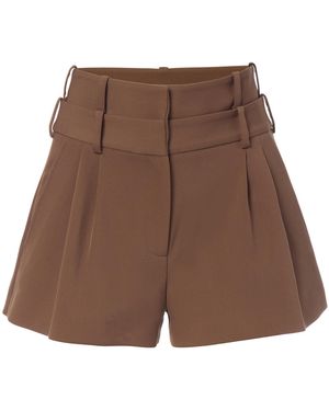 Monse Double Waistband Crepe Mini Shorts - Brown