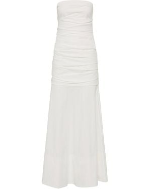 St. Agni Strapless Cotton-Blend Maxi Dress - White