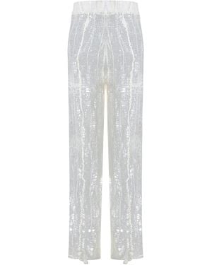 MAZ Manuela Álvarez Nuno Merino Wool-Silk Lace Culotte Trousers - White