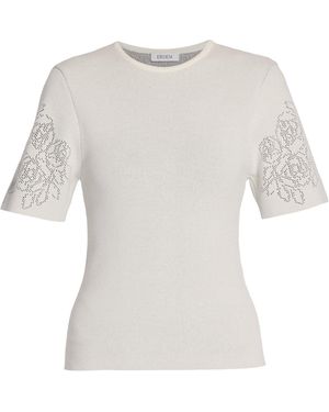 Erdem Rose Pointelle Knit Top - White