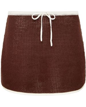 Onia Linen Knit Mini Skirt - Brown
