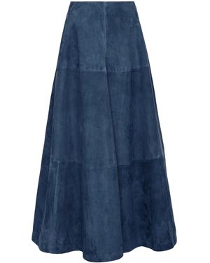 Altuzarra Varda Lamb Leather Midi Skirt - Blue