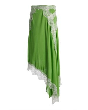 Christopher Esber Verve Lace-Trimmed Silk Midi Skirt - Green
