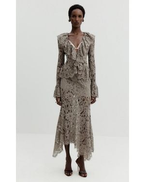 De La Vali Limonite Cotton-Blend Lace Top - Grey