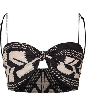 Johanna Ortiz Nudos Del Mar Printed Cotton Top - Black