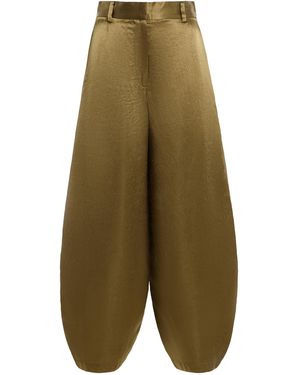 By Malene Birger Cassie Satin Barrel-Leg Trousers - Green