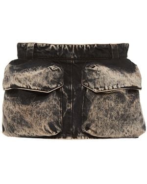 Miu Miu Bleached Denim Miniskirt - Black