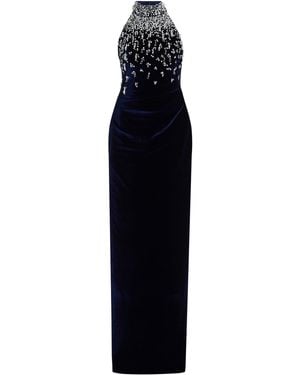 Pamella Roland Embellished Velvet Halter Gown - Black
