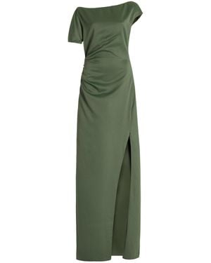 Del Core Asymmetric Satin Maxi Dress - Green