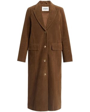 Apparis Lauren Faux Suede Overcoat - Brown