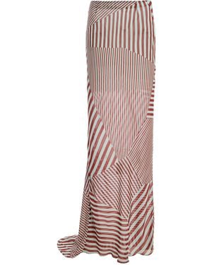 De La Vali Exclusive La Isla Diosa Striped Chiffon Maxi Skirt - Pink