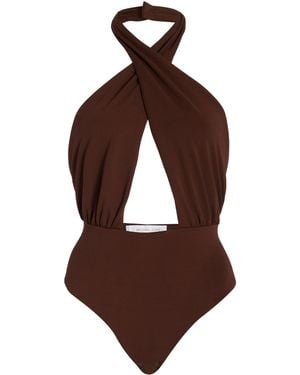 Michael Kors Crossed Jersey Halter Bodysuit - Brown
