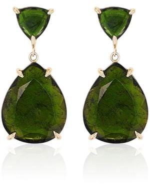 Sheryl Lowe 14K Tourmaline Pear Drop Earrings - Green
