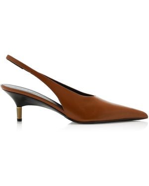 KHAITE Bella Leather Slingback Court Shoes - Metallic