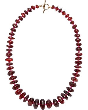Lizzie Fortunato 14K Necklace With Garnet And Sapphire - Red