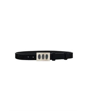 Brandon Maxwell Leather Belt With Cabochon Buckle - Black