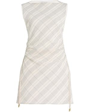 Anna Quan Kai Tartan-Checked Cotton-Blend Dress - White
