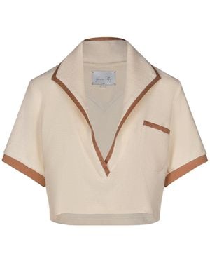 Johanna Ortiz Misty Hem Cropped Cotton-Terry Shirt - Natural