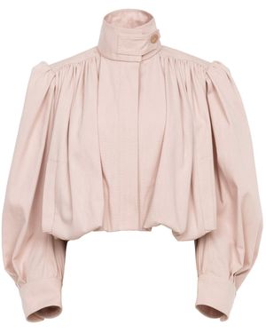 Chloé Puff-Sleeve Cotton Canvas Cropped Jacket - Pink