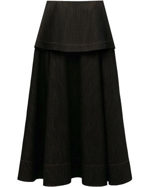 Amir Taghi Anna Cotton-Linen Twill Skirt - Black