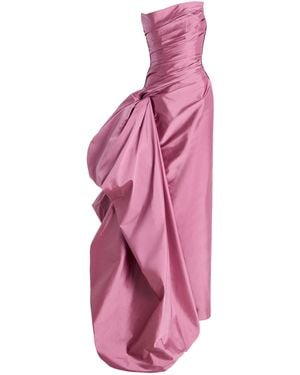 Marmar Halim Exclusive Strapless Ruched Taffeta Gown - Pink