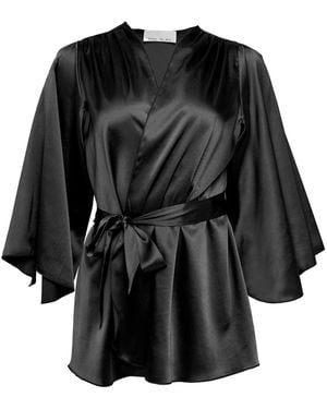 Fleur du Mal Angel Stretch-Silk Robe - Black