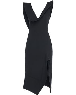 Bottega Veneta Draped Knit Midi Dress - Black