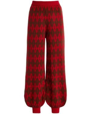 La Veste Arlequín Knit Wool Trousers - Red