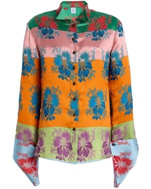 Rosie Assoulin French Cuff Jacquard Silk-Blend Shirt - Orange