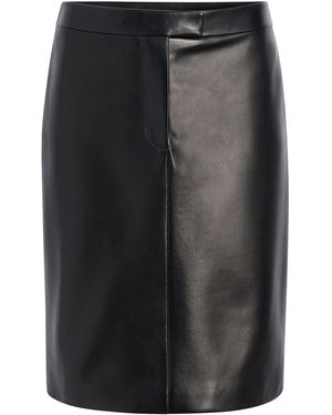 KHAITE Cindy Plonge Leather Pencil Skirt - Black
