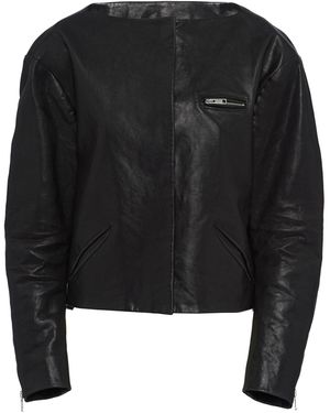 Prada Cropped Leather Jacket - Black