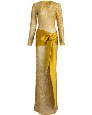 Silvia Tcherassi Lia Cotton-Blend Printed Maxi Dress - Yellow