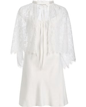 Third Form Exclusive Charmed Lace Cape And Mini Satin Slip Dress - White