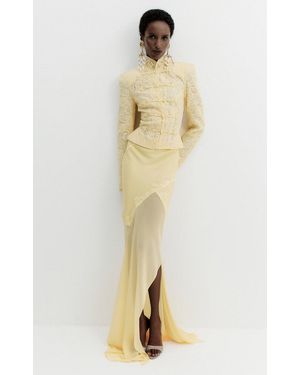 De La Vali Bronzite Fishtail Maxi Skirt - Natural