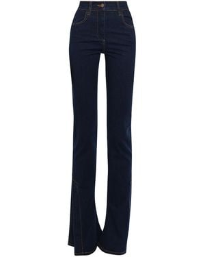 A.W.A.K.E. MODE Cotton-Blend Fitted Stretch Flared Jeans With Ankle Slits - Blue