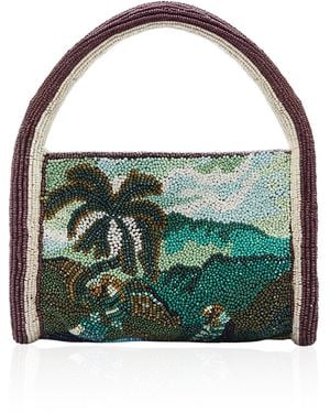 ALÉMAIS Lucena Beaded Barrel Bag - Green