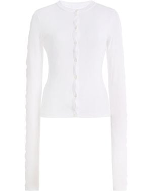 Birrot Line Cotton Cardigan - White