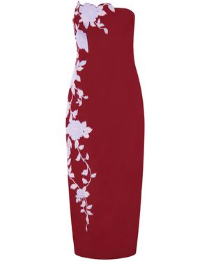 Lela Rose Rose Fil Coupé Strapless Dress - Red