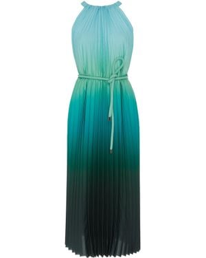 Max Mara Pleated Halter-neck Chiffon Knee-length Dress - Green