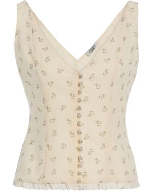 Mirror Palais Print Silk Top - Natural