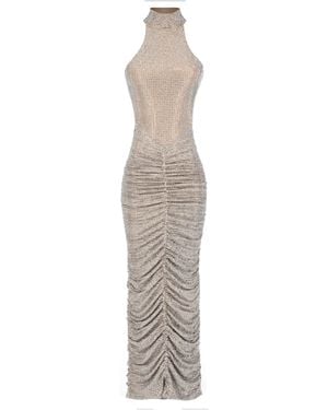The New Arrivals Ilkyaz Ozel Oriane Stoned Jersey Maxi Dress - Metallic
