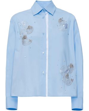 DES_PHEMMES Collared Cotton Shirt - Blue