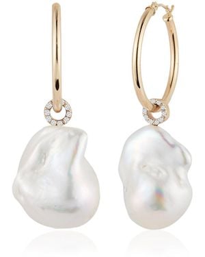 Mateo 14Kt Pearl And Diamond Earrings - White