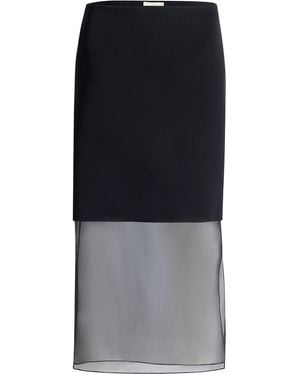 KHAITE Sybil Crepe Satin Midi Skirt - Black